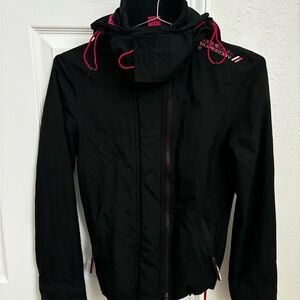 Superdry Black Jacket with Pink Accents